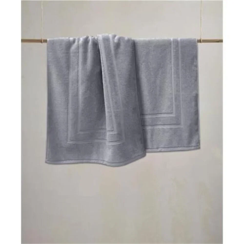 2 Piece Cotton Terry Bath Mats 30x21 Soft Absorbent Washable Grey